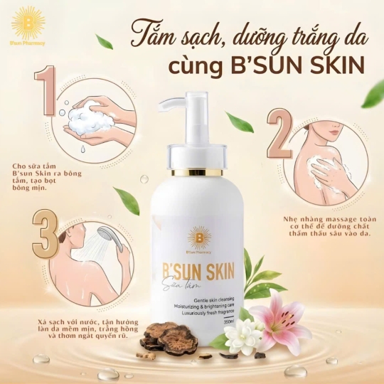 Sữa Tắm B'Sun Trắng Da Skin Hương Nước Hoa Cao Cấp Mềm Mịn Da Dưỡng Trắng Cấp Âm Lưu Hương Quyến Rũ
