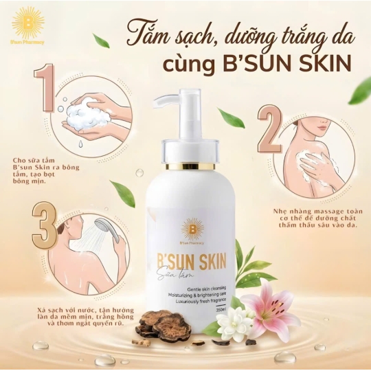 Sữa Tắm B'Sun Trắng Da Skin Hương Nước Hoa Cao Cấp Mềm Mịn Da Dưỡng Trắng Cấp Âm Lưu Hương Quyến Rũ