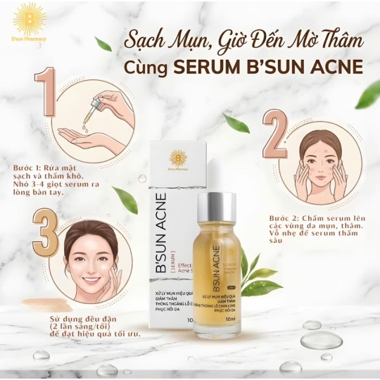 Serum B'Sun Acne Niacinamide & Glycolic Acid Giảm Mụn Mờ Thâm